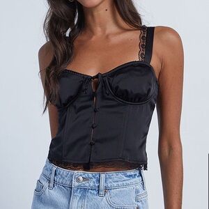 LA Hearts Lace Trim Bustier Tank Top